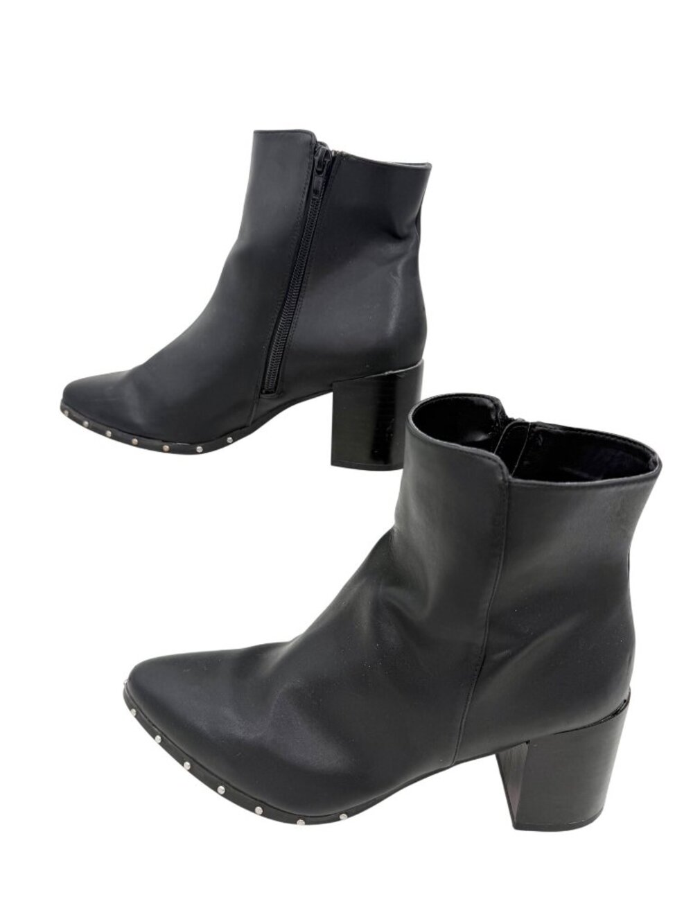 EXPRESS BLACK ANKLE BOOTS W/ SILVER STUD TRIM & BLOCK HEEL - 8